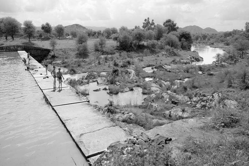 Arvari river with an anicut constructed in its course at village Hamirpur, district Alwar, Rajasthan - under the leadership of Rajendra Singh